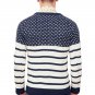 OASAP Stripe Print Jaquard Knit Man Round Neckline Long Sleeves Sweater, navy, XS, OP54397