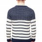 OASAP Stripe Print Jaquard Knit Man Round Neckline Long Sleeves Sweater, navy, S, OP54397