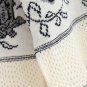 Women V Neckline Classic Scalloped-Trim Floral Print Knit Sweater, deep grey, one size, OP54734