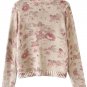 OASAP Women Suble Floral Print Pullover Ribbed Sweater, multi, S, OP54799