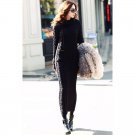 OASAP Turtleneck Cable Knitted Dress, black, L, OP35455