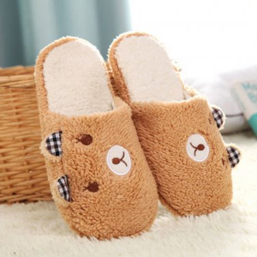 OASAP Lovely Bear Closed Toe Woman Terry Slippers, coffee, S, OP49970