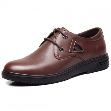 OASAP Man Casual PU Faux Leather Lace-Up Shoes, brown, EURO43/US8.5/UK8, OP55960