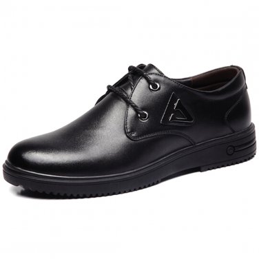 OASAP Man Casual PU Faux Leather Lace-Up Shoes, black, EURO41/US7.5/UK7, OP55960