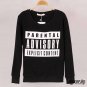 OASAP Women Round Neckline Long Sleeves Parental Advisory Solid Sweatshirt, black, L, OP45800