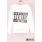 OASAP Women Round Neckline Long Sleeves Parental Advisory Solid Sweatshirt, white, M, OP45800