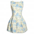 OASAP Women Sleeveless Essential Floral Pleated Princess A-Line Dress, light blue, XS, OP57216
