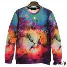 OASAP Dazzling Galaxy Multicolor Sweatshirt Men Long Sleeves Top Round Neckline Tee, L, OP44543