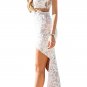 OASAP Women White Flirty Cutout Lace Tail Dress, white, L, OP57115