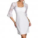 OASAP Women White Floral Lace Splice Half Sleeves Mini Dress, white, one size, OP57114
