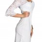OASAP Women White Floral Lace Splice Half Sleeves Mini Dress, white, one size, OP57114
