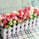 OASAP Colorful Artificial Floral with Decorating White Fence Pattern Pot Vase, one size, OP57706