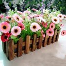 OASAP Delicate Daisy Artificial Floral with Decorating Brown Fence Pattern Pot Vase, OP57707