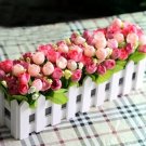 OASAP Hot Pink Artificial Floral with Decorating White Fence Pattern Pot Vase, one size, OP57709