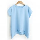OASAP Irregular Short Sleeve Tee, light blue, S, OP38930