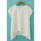 OASAP Irregular Short Sleeve Tee, white, M, OP38930