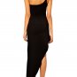 OASAP Charming Women Black One-Shoulder Asymmetric Dress, black, L, OP57734