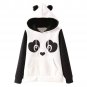 OASAP Women Long Sleeves Lovable Panda Pattern Hoodie, black&white, S, OP55578