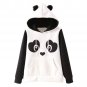 OASAP Women Long Sleeves Lovable Panda Pattern Hoodie, black&white, L, OP55578