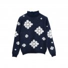 OASAP Chic Christmas-Inspired Snowflake Print Sweater, royal blue, one size, OP57959