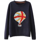 OASAP Light Bulb PatternWomen Long Sleeves Ribbed Knit Sweater, black, S, OP57949