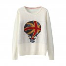OASAP Light Bulb PatternWomen Long Sleeves Ribbed Knit Sweater, ivory, S, OP57949