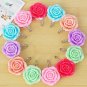 Rosette Floral Pattern Towel Hook Hanger for Kitchen Bathroom, pink&blue, one size, OP58016