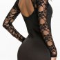 OASAP Women Lace Long Sleeves Black Mini Dress, black, one size, OP58933