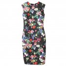 OASAP Women Long Sleeves Vintage Floral Sleeveless Bodycon Dress, black, M, OP59327