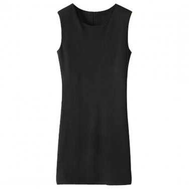 OASAP Easy Solid Sleeveless Slim Fit Woman Tunic Tee, black, XS, OP60763