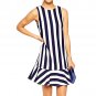 OASAP Women Blue White Striped A-Line Mini Dress, blue&white, S, OP60720