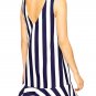 OASAP Women Blue White Striped A-Line Mini Dress, blue&white, S, OP60720