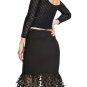 OASAP Women Black Long-sleeve Top and Dot Tulle Hemmed Skirt, black, one size, OP60721