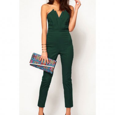 OASAP Jumpsuit, Street-chic Green Strapless Jumpsuit, green, XL, OP39173
