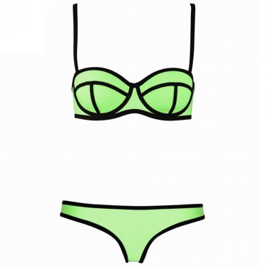 OASAP 8 Colors Summer Contrast 2PC Bikini Swimwear, lime, M, OP64442