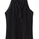 Stylish Hot Sleeveless Neck-Tie Halter Blouse, black, S, 66665