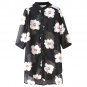 Monochrome  Floral Print Three Quarters Length Sleeve Cover-Up Shirt for Woman, black, M, 66637