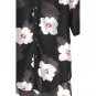 Monochrome  Floral Print Three Quarters Length Sleeve Cover-Up Shirt for Woman, black, M, 66637