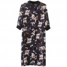 Gorgeous Butterflies Floral Print Lightweight Sun-protective Shirt, black, S, 66655
