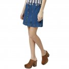 Cowgirl Vintage Denim Button Mini Skirt Sweet Style, M, blue, 66451
