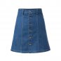 Cowgirl Vintage Denim Button Mini Skirt Sweet Style,L,blue,66451