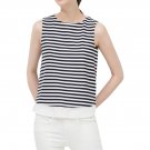 Brief White Black Striped Sleeveless Tank Top  Simple&Graceful, black, XS, 66757