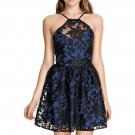 Blue Lace Organza Sweet Halter Short Skater Dress, one size, blue, 66767