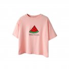 Watermelon Pattern Embroidery Drop Shoulder Tee Cool, blush, one size, 66784