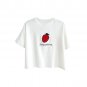 Strawberry Pattern Embroidery Drop Shoulder Tee Cool, white, one size, 66785