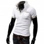 OASAP Tartan-Trim Long Sleeves Man Polo Shirt Men Casual Short-Sleeves T Shirt,OP44072,white,S