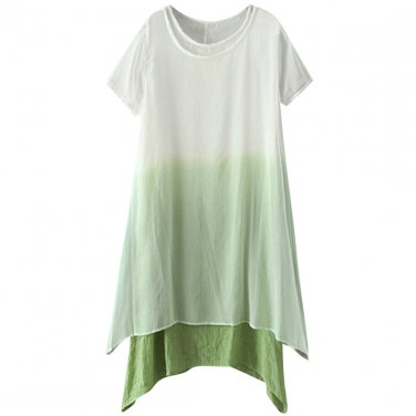 OASAP Brief Gradient Short Sleeve Double-layered Dress,OP70957,green,S