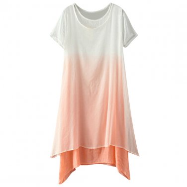 OASAP Brief Gradient Short Sleeve Double-layered Dress,OP70957,orange,S