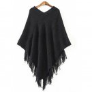 Fashion Solid Cape Style Pullover Sweater,OP82118,black,One Size