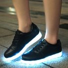 OASAP Deluxe Rechargeable LED Light-Up Lace Up Flat Sneakers,OP93785,Black,EURO36/US5.5/UK3.5